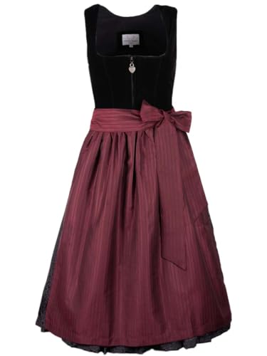 Goldschmidt Trachten Samt-Dirndl Marina schwarz weinrot | Mididirndl für Damen | 65cm Länge Gr 50 von Goldschmidt Trachten