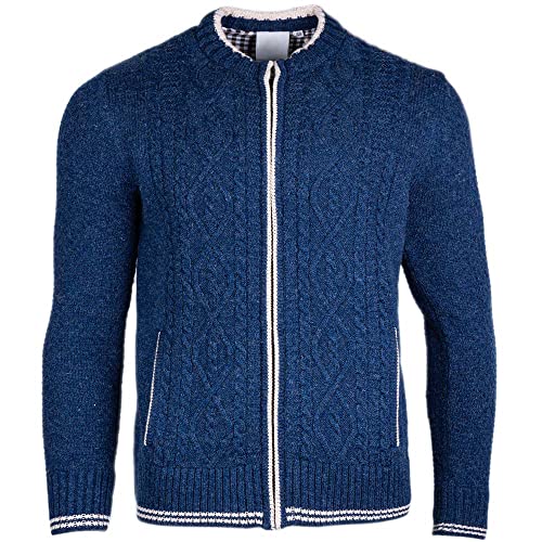 Goldschmidt Trachten Trachtenjacke Strick Herren | Strickjacke Finn mit Reißverschluss | Hochwertige Jacke mit Wolle | dunkelblau 52 von Goldschmidt Trachten