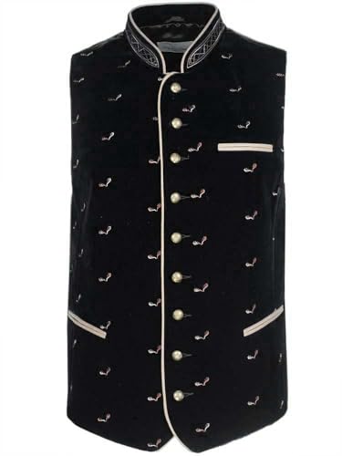 Goldschmidt Trachten Trachtenweste Fabian | Weste aus Samt mit Geweihen | Herren schwarz 58 von Goldschmidt Trachten