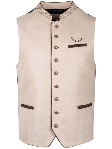 Goldschmidt Trachten Trachtenweste Ludwig | Weste mit Fischgrät-Muster | Gilet Herren schlicht (DE/NL/SE/PL, Numerisch, 64, Regular, Regular, natur/beige) von Goldschmidt Trachten