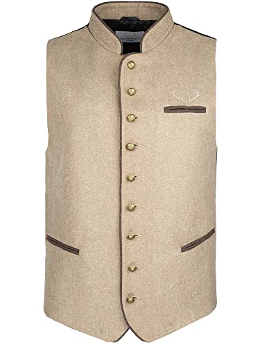 Goldschmidt Trachten Trachtenweste Oliver | Weste aus Loden mit Wolle | Gilet Herren | beige Gr. 48 von Goldschmidt Trachten