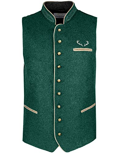 Goldschmidt Trachten Trachtenweste Oliver | Weste aus Loden mit Wolle | Gilet Herren | tanne Gr. 50 von Goldschmidt Trachten
