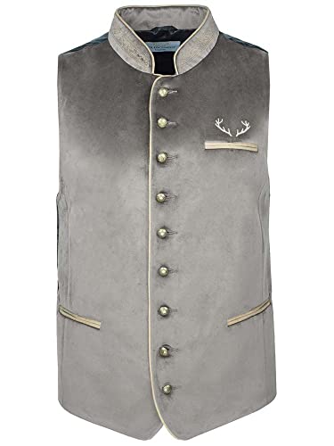 Goldschmidt Trachten Trachtenweste Tim | Weste aus Samt | Gilet Herren schlicht grau | Gr. 54 von Goldschmidt Trachten