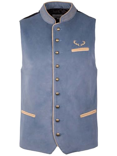 Goldschmidt Trachten Trachtenweste Tim | Weste aus Samt | Gilet Herren schlicht jeansblau | Gr. 52 von Goldschmidt Trachten