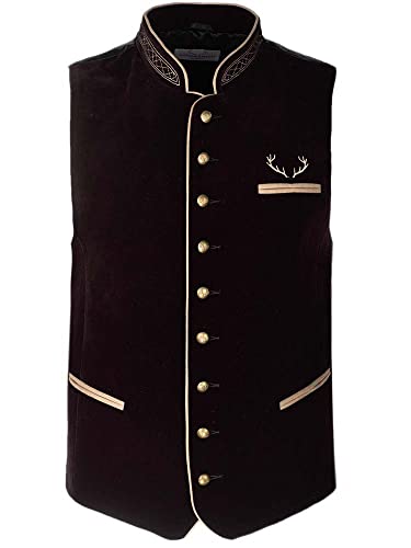 Goldschmidt Trachten Trachtenweste Tim | Weste aus Samt | Gilet Herren schlicht schwarz | Gr. 48 von Goldschmidt Trachten