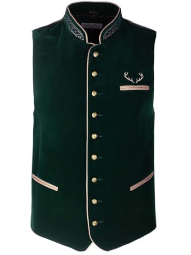 Goldschmidt Trachten Trachtenweste Tim | Weste aus Samt | Gilet Herren schlicht tanne | Gr. 48 von Goldschmidt Trachten