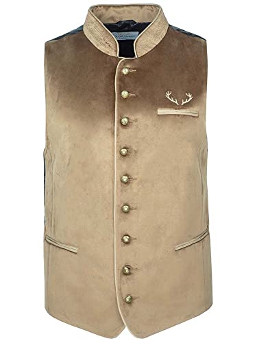 Goldschmidt Trachten Trachtenweste Tim | Weste aus Samt | Gilet Herren schlicht taupe | Gr. 64 von Goldschmidt Trachten