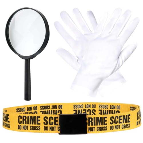 Tatortreiniger Kostüm Set Gürtel Handschuhe Lupe Verkleidung Fasching Karneval Tatort Reiniger Ermittler von Goldschmidt
