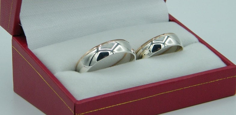 Eheringe Aus Sterlingsilber Mit 585 Gold Trauringe Handgefertigt Boho Weddingrings Rustikal Zweifarbig von GoldschmiedManteufel