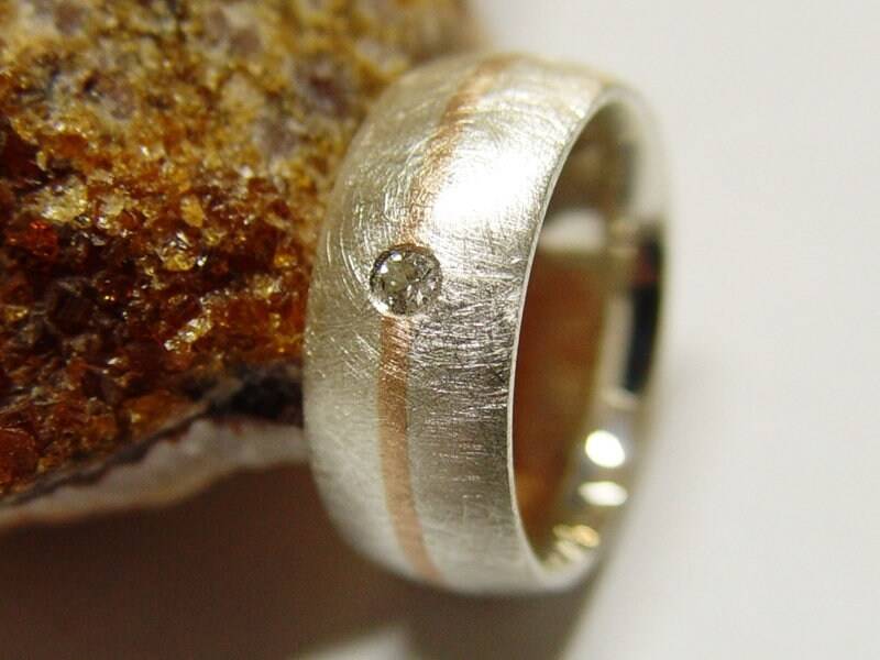 Ehering in Silber Und Gold Brillant von GoldschmiedeDunder