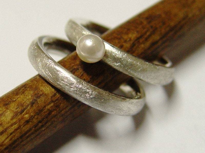 Eheringe-Partnerringe-925 Silber Mit Perle von GoldschmiedeDunder