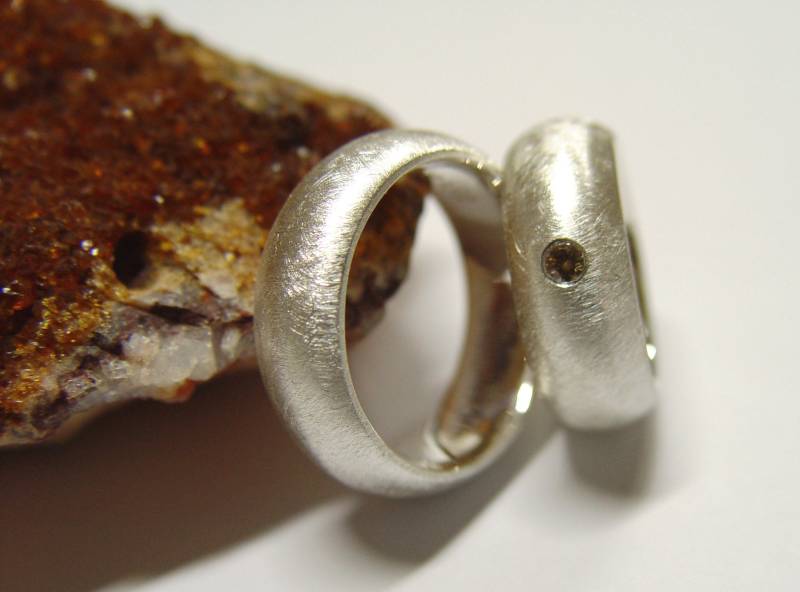 Eheringe in Silber Mit Brillant von GoldschmiedeDunder