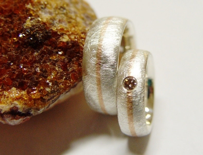Eheringe in Silber Und Gold Mit Brillant von GoldschmiedeDunder