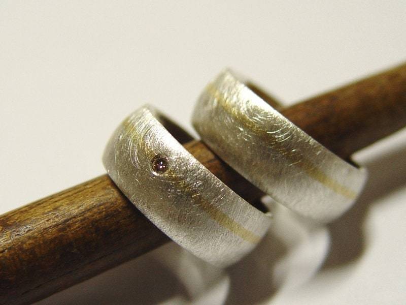 Eheringe in Silber Und Gold Mit Brillant von GoldschmiedeDunder