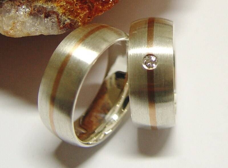 Eheringe in Silber Und Gold Mit Brillant von GoldschmiedeDunder