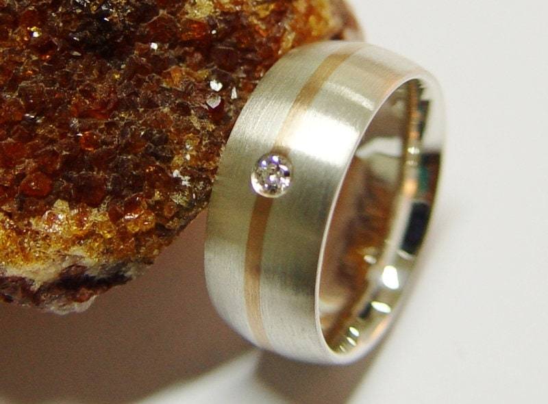 Trauring in Silber Und Gold Brillant von GoldschmiedeDunder