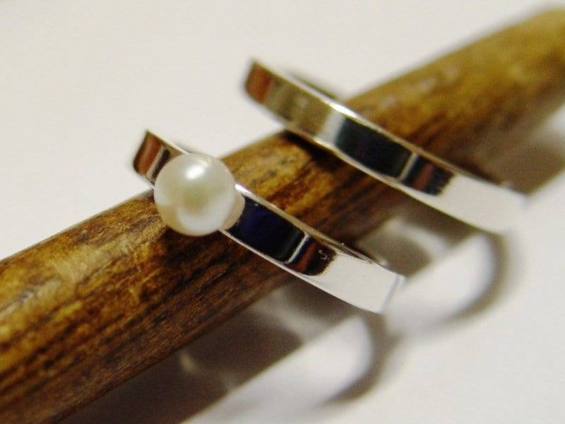 Trauringe/Partnerringe in Silber Mit Perle von GoldschmiedeDunder