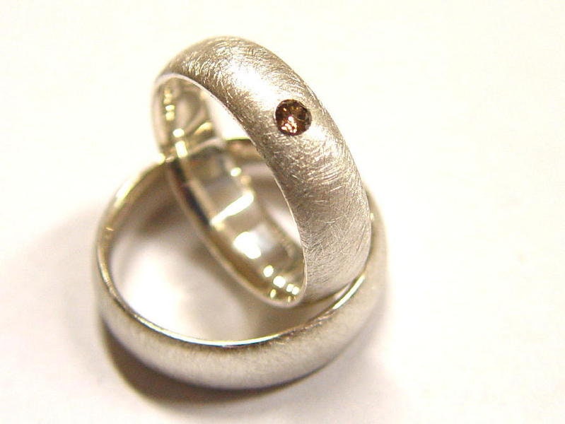 Trauringe in Silber Mit Brillant von GoldschmiedeDunder