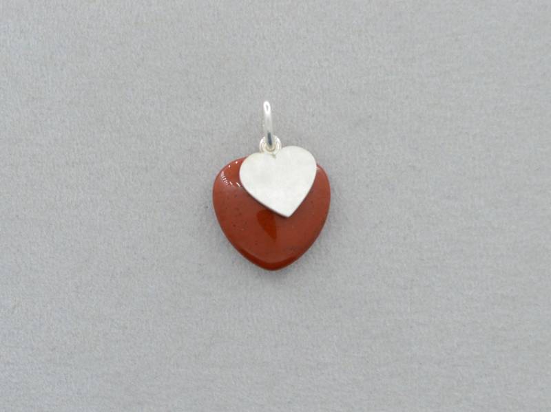 Doppelherz-Anhänger, Rotem Jaspis Mit 925 Silber von GoldschmiedeGrunwald