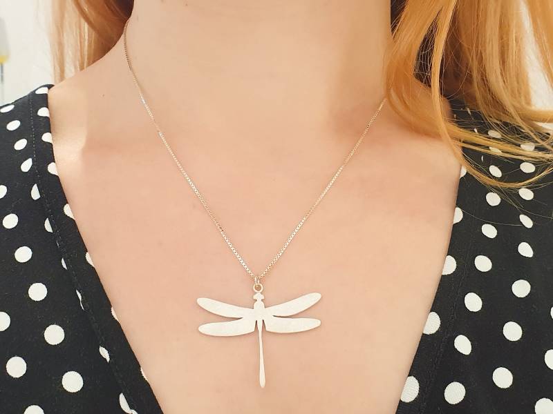 Libellenliebe Silberkette Libellenanhänger Libelle Aus 925Er Sterlingsilber Mit Zarter Ankerkette von GoldschmiedeJosefine