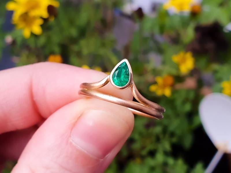 Smaragd Smaragdring Verlobungsring Aus 750Er Rosègold von GoldschmiedeJosefine