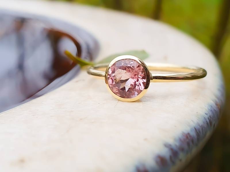 Turmalinring Goldring 585Er Gold Turmalin Stapelring Kombiring Zusteckring von GoldschmiedeJosefine
