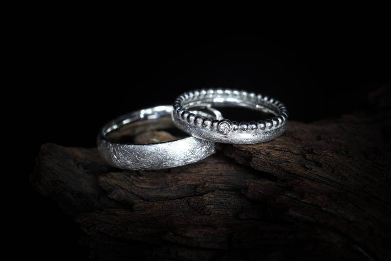 Eheringe, Trauringe, Silberringe, Duo-Kombination, Silber von GoldschmiedeScheffel