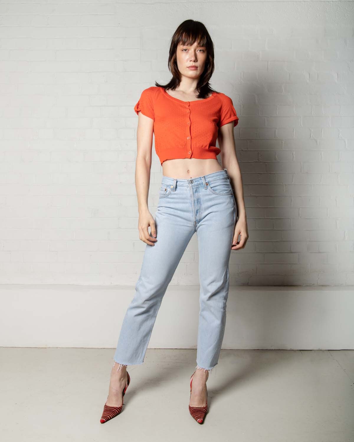 Moschino Cropped Orange Casual Fit Kurzarm Top von GoldsmithVintageShop