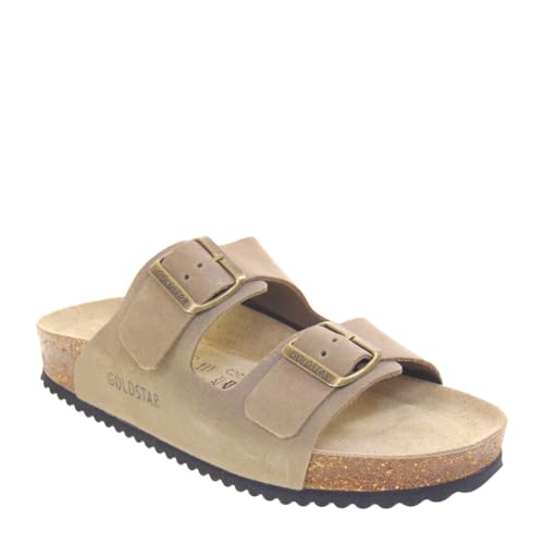 RAFTING GOLDSTAR GOLD STAR 1571C Sandalen Bio Damen Wildleder Taupe Absatz 3 cm Gummisohle, Taupe, 36 EU von Goldstar