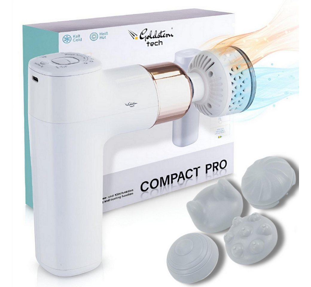 Goldstern-Tech Massagepistole Compact Pro, 6 Temperaturstufe und 8 Geschwindigkeitseinstellungen, Massagegerät mit 2200mAh Akku, Handmassagegerät mit Wärme- & Kältefunktion, 8 Stufen von Goldstern-Tech