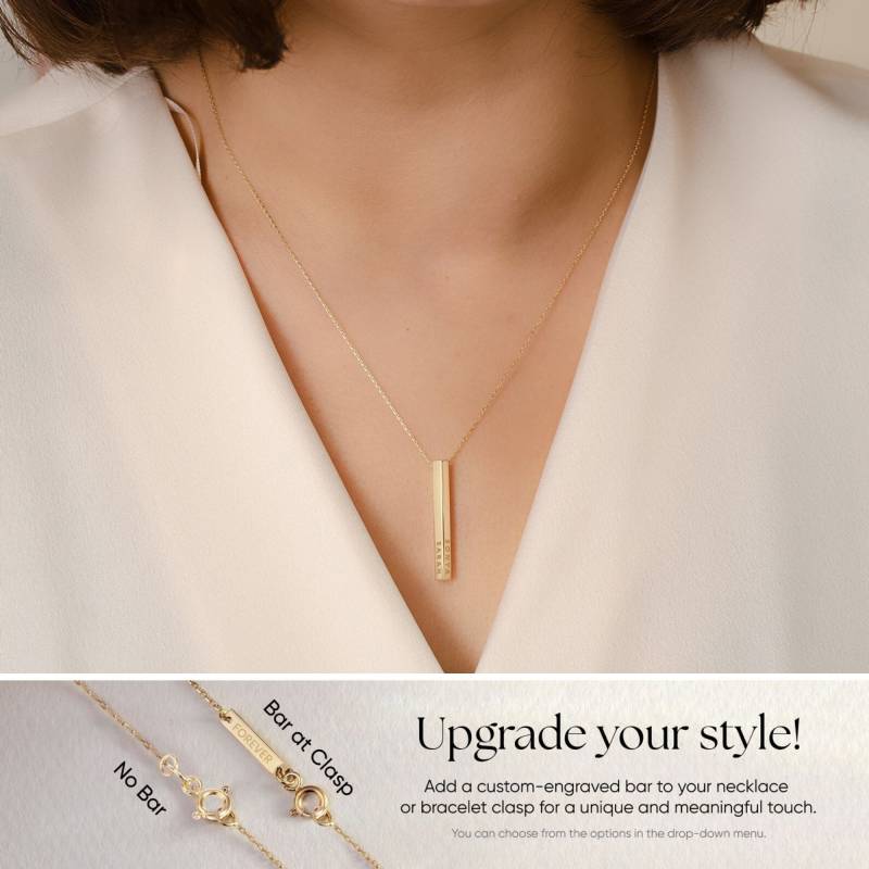 14K 18K Gold Custom Pentagon Bar Halskette, 5-Seitige Personalisierte 3D Gravieren Name Vertikale Halskette von GoldstoreJewelry
