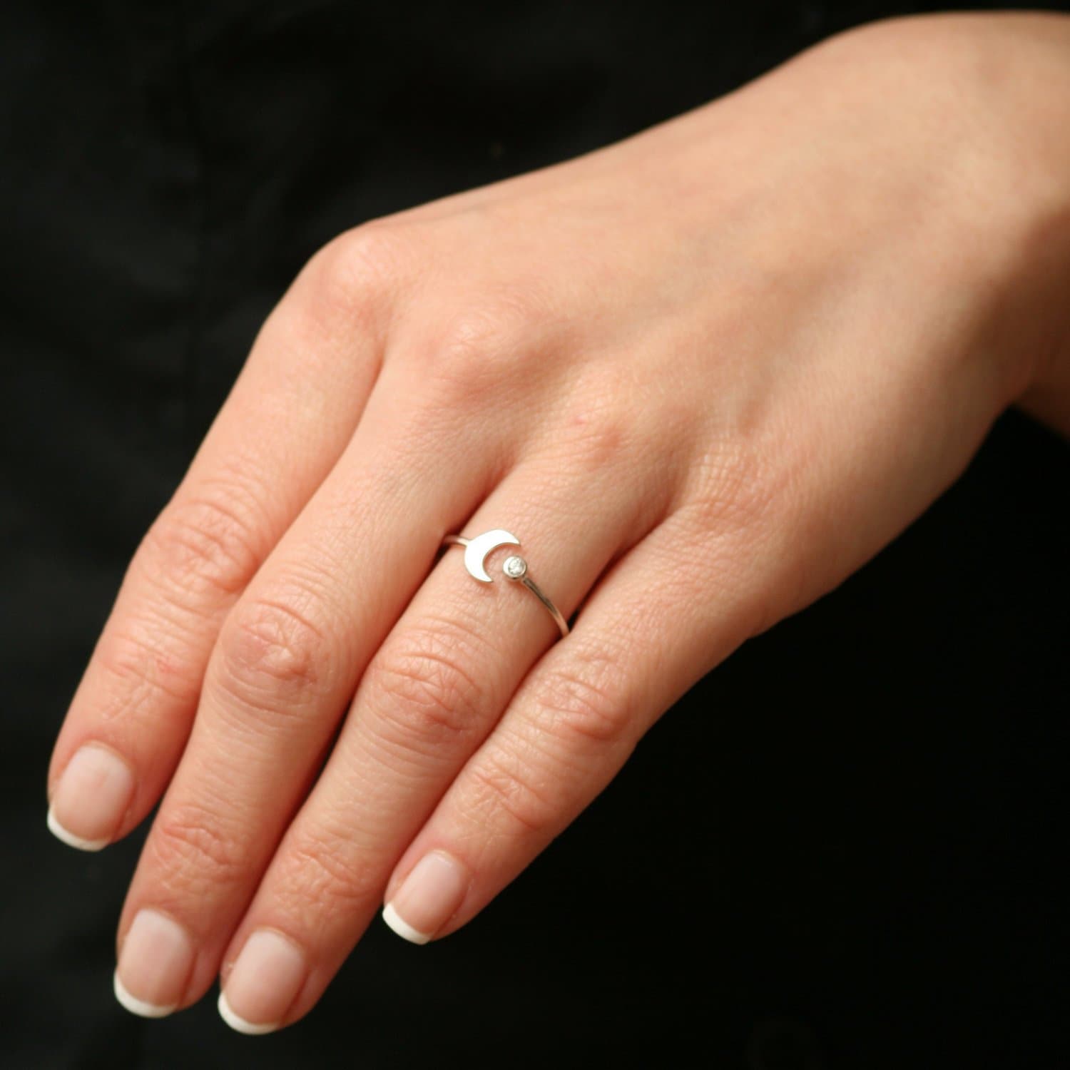 Halbmond Goldring Mit Diamant, 14K Solid Gold Ring, Ring Cz 18K Gold, Hochzeit Brautjungfer Geschenke Halbmond Goldring Mit Diamant, 14K Solid Gold Ring, Ring Cz 18K Gold, Hochzeit Brautjungfer Geschenke von GoldstoreJewelry