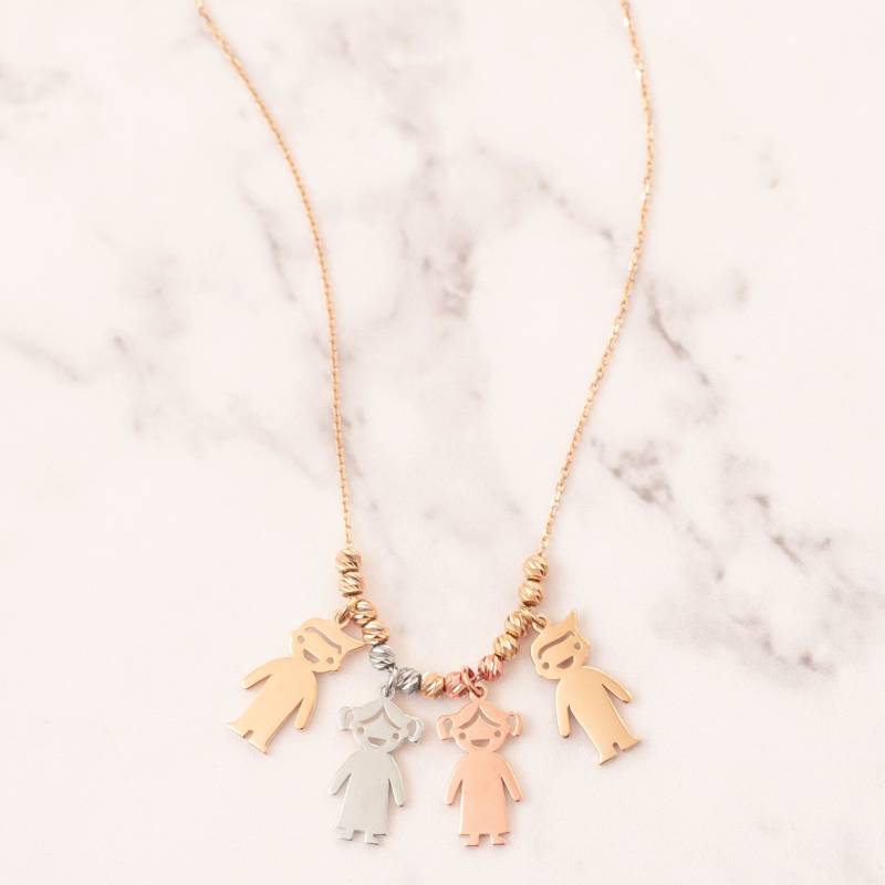 Junge Mädchen Gold Charm Halskette, 3 4 5 6 Kinder 14K Solid Charms, Mutter Halskette Gravierte Personalisierte Familie Charms von GoldstoreJewelry