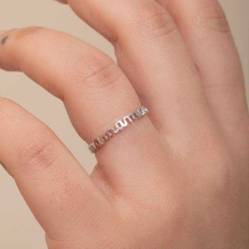 Runder Mama Ring Aus 14K 18K Massivgold, Handschriftschrift Goldring, Und Oma Goldring Geschenkidee, Perfektes Geschenk Zum Muttertag von GoldstoreJewelry