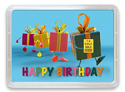 Goldstücke24 - Goldbarren als Geschenk in Motivbox “Happy Birthday” - Feingold 999,9 (1g Gold) von Goldstücke24