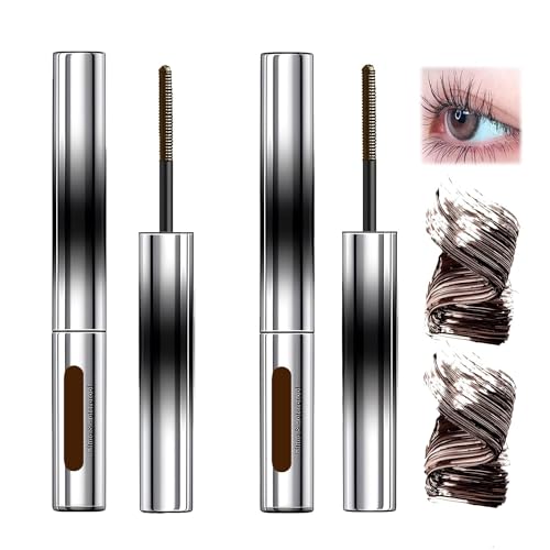 Metal Mascara - 3D Curling Eyelash Iron Mascara,Metal Mascara Wand,Iron Brush Mascara,Bristleless Metal Mascara,Fiber Mascara Long Lasting Extensions Waterproof Extra Slim Metal Mascara (Brown*2) von Goleadio