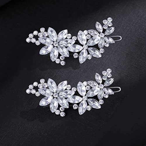 Goledwedy Haarschmuck Silber(2 Packungen) Silvester Haarschmuck Haarspange Hochzeit Braut-Haarspangen mit Kristallblumen von Goledwedy