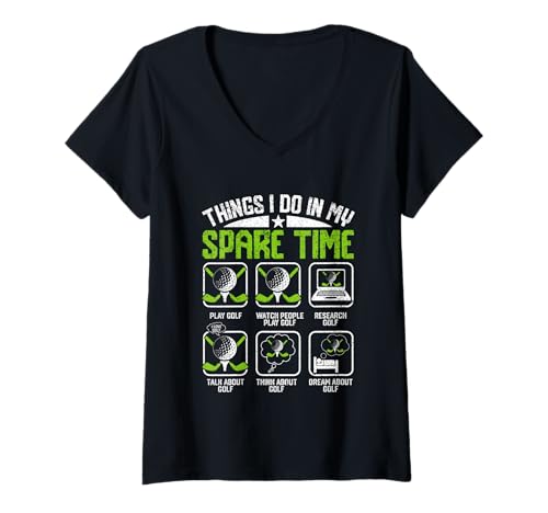 Damen Dinge, die ich in meiner Freizeit Mache Golf Lustig T-Shirt mit V-Ausschnitt Damen Dinge, die ich in meiner Freizeit Mache Golf Lustig T-Shirt mit V-Ausschnitt von Golf Enthusiast Humor Spare Time Activities