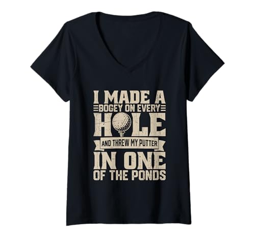 Damen Ich Habe an jedem Loch, das ich geworfen Habe, einen Bogey gemacht T-Shirt mit V-Ausschnitt Damen Ich Habe an jedem Loch, das ich geworfen Habe, einen Bogey gemacht T-Shirt mit V-Ausschnitt von Golf Enthusiasts Bogey Humor Putter