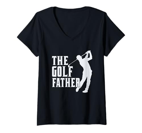 Damen Die Golf Father Swing-Silhouette T-Shirt mit V-Ausschnitt von Golf Enthusiasts Humor Lovers