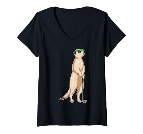 Damen Erdmännchen Golf Golfschläger T-Shirt mit V-Ausschnitt Damen Erdmännchen Golf Golfschläger T-Shirt mit V-Ausschnitt von Golf Golfschläger