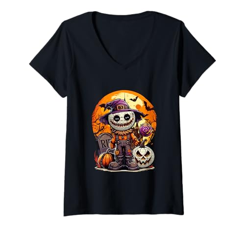 Damen Horror Golf Balls Costume Halloween Player Fan Family T-Shirt mit V-Ausschnitt Damen Horror Golf Balls Costume Halloween Player Fan Family T-Shirt mit V-Ausschnitt von Golf Halloween Costume
