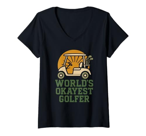 Damen Funny Golf World's Okayest Golfer Weekend Turnier Retro T-Shirt mit V-Ausschnitt Damen Funny Golf World's Okayest Golfer Weekend Turnier Retro T-Shirt mit V-Ausschnitt von Golf Humor Novelty Dad Gift Golf Tournament