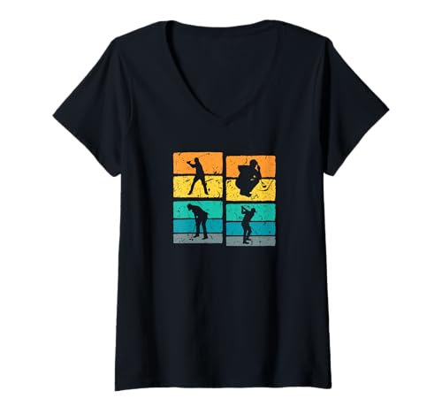 Damen Retro Golf T-Shirt mit V-Ausschnitt Damen Retro Golf T-Shirt mit V-Ausschnitt von Golf Kleidung Herren Damen