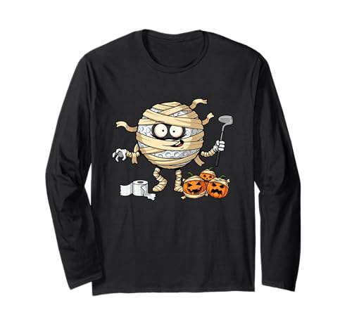 Lustiger Golf-Mama Kürbis Halloween Golfer Kinder Herren Damen Langarmshirt von Golf Lovers Cute Halloween Outfits for Boy Girl