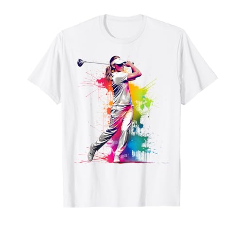 Gemalte Golfer Frauen künstlerische Mädchen Golf T-Shirt Gemalte Golfer Frauen künstlerische Mädchen Golf T-Shirt von Golf Women Golfer Girl
