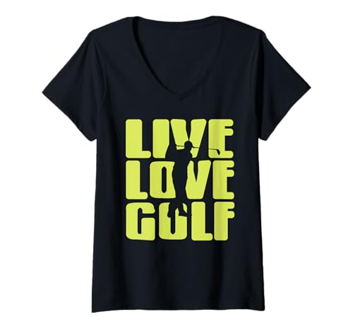 Damen Lebe den Golf-Lifestyle Spruch für Fans T-Shirt mit V-Ausschnitt Damen Lebe den Golf-Lifestyle Spruch für Fans T-Shirt mit V-Ausschnitt von Golf Zitat für Sportliebhaber
