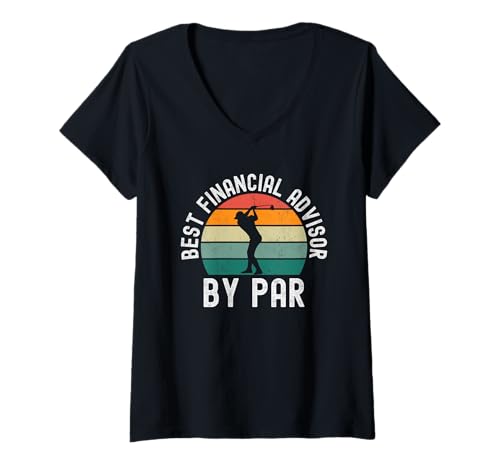 Damen Bester Finanzberater von Paar Lustiger Golfwitz im Retro-Look T-Shirt mit V-Ausschnitt Damen Bester Finanzberater von Paar Lustiger Golfwitz im Retro-Look T-Shirt mit V-Ausschnitt von Golf lover retro sunset Apparel Co.