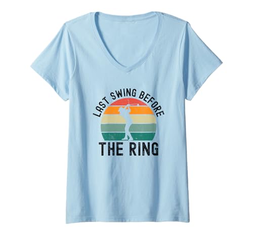Damen Letzter Schwung vor dem Ring Golf Junggesellenabschied Golf Retro T-Shirt mit V-Ausschnitt Damen Letzter Schwung vor dem Ring Golf Junggesellenabschied Golf Retro T-Shirt mit V-Ausschnitt von Golf lover retro sunset Apparel Co.