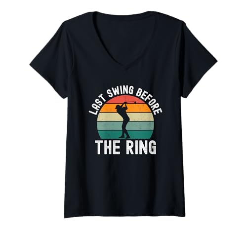 Damen Letzter Schwung vor dem Ring Golf Junggesellenabschied Golf Retro T-Shirt mit V-Ausschnitt Damen Letzter Schwung vor dem Ring Golf Junggesellenabschied Golf Retro T-Shirt mit V-Ausschnitt von Golf lover retro sunset Apparel Co.